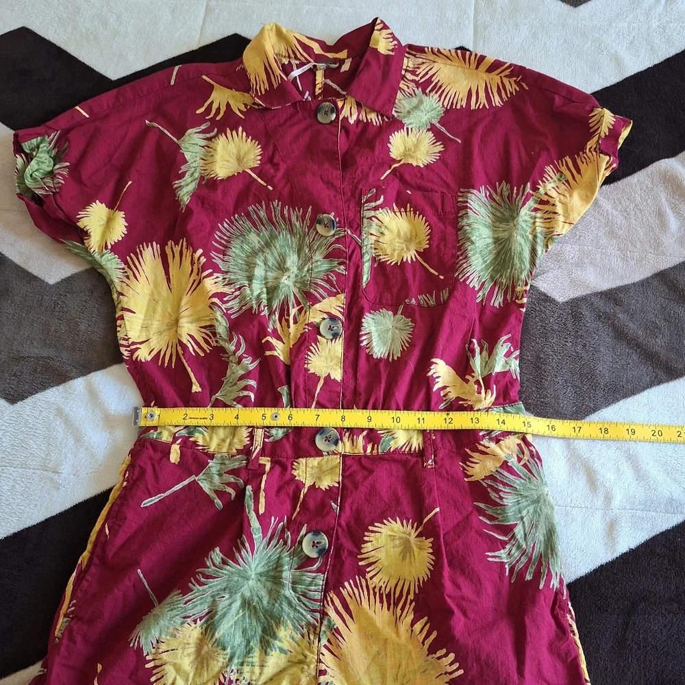 Free People Maroon Malibu Tropical Print Romper